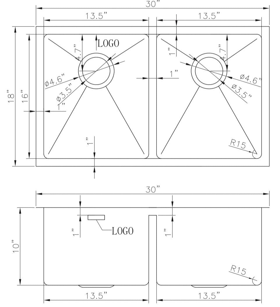 American Imaginations AI-27489 30" Stainless Steel Rectangle Stainless Steel Modern Kitchen Sink
