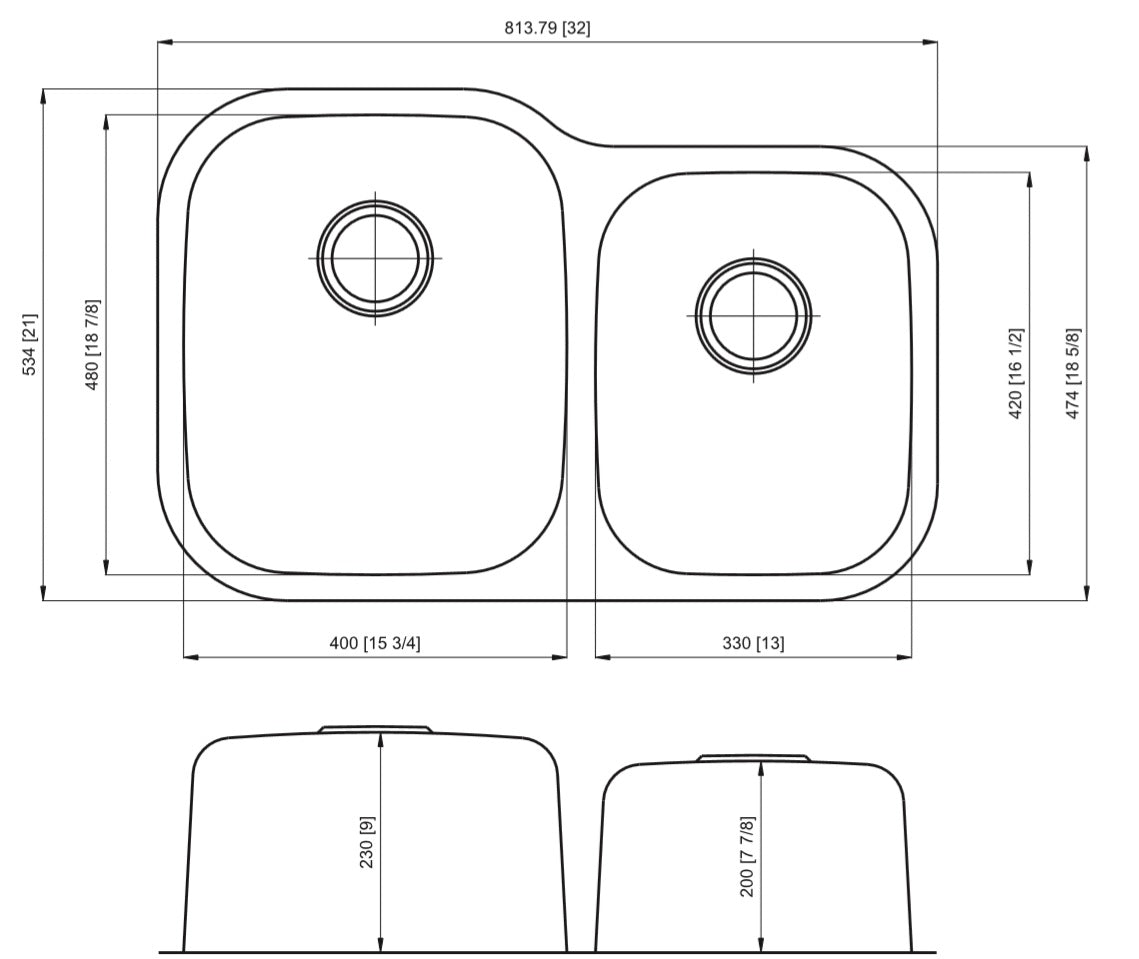 American Imaginations AI-27560 32" Stainless Steel Unique Stainless Steel Modern Kitchen Sink