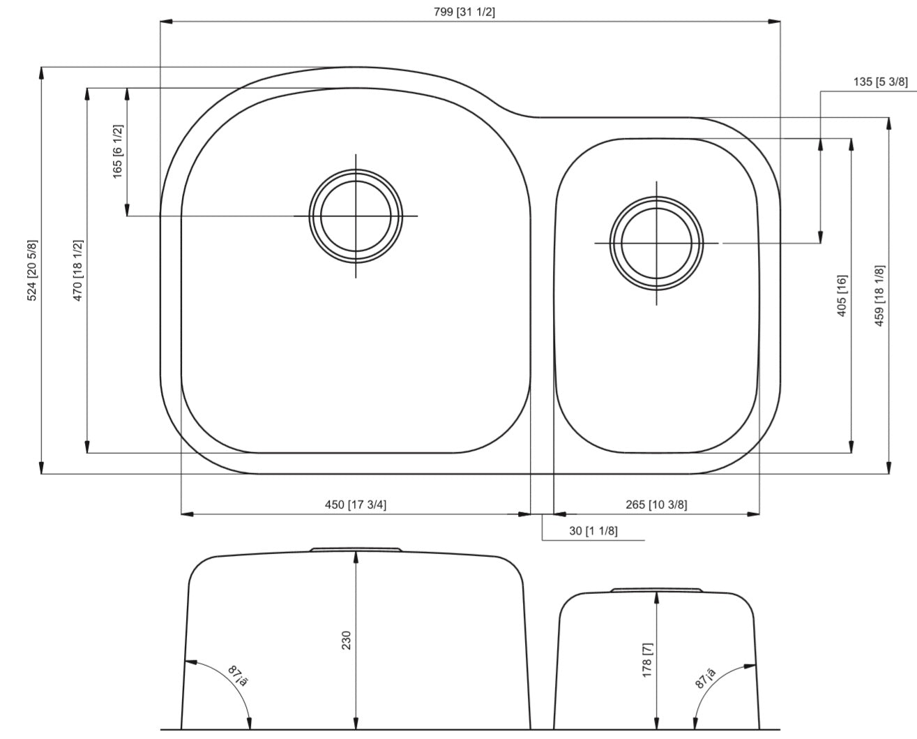 American Imaginations AI-27561 32" Stainless Steel Unique Stainless Steel Modern Kitchen Sink