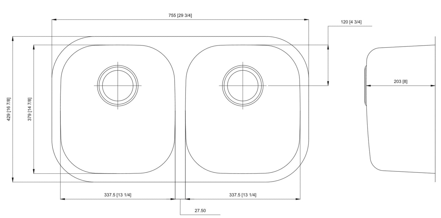 American Imaginations AI-27572 30" Stainless Steel Rectangle Stainless Steel Modern Kitchen Sink