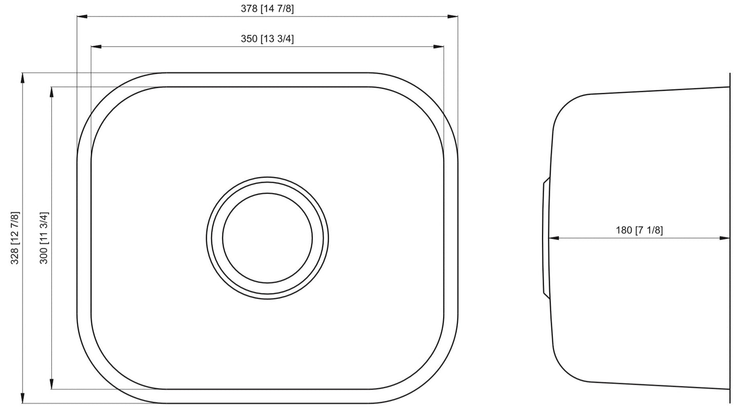 American Imaginations AI-27614 15" Stainless Steel Rectangle Stainless Steel Modern Kitchen Sink