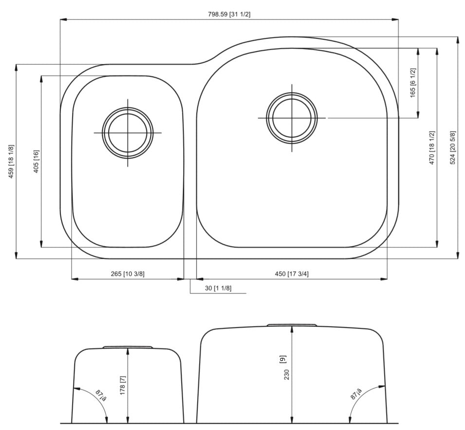 American Imaginations AI-27616 32" Stainless Steel Unique Stainless Steel Modern Kitchen Sink