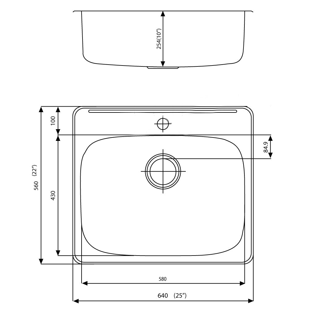 American Imaginations AI-27622 25" Stainless Steel Rectangle Stainless Steel Modern Kitchen Sink