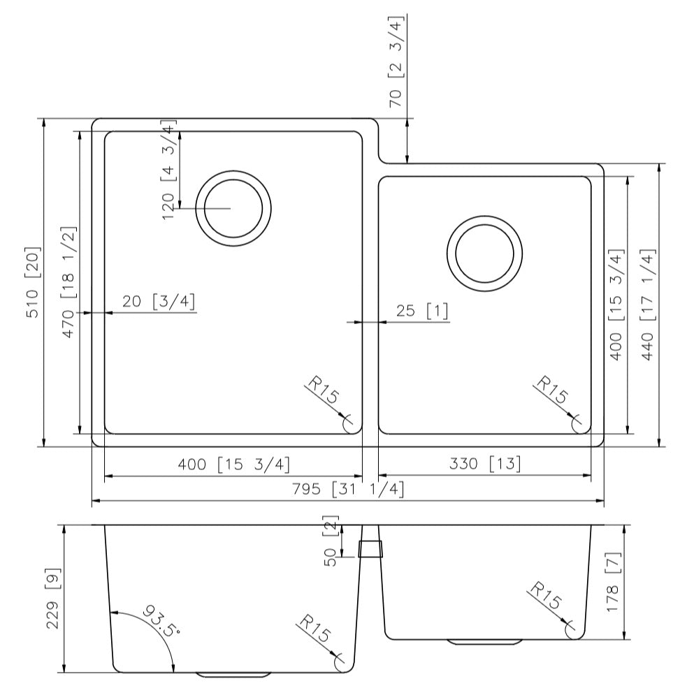 American Imaginations AI-27671 31" Stainless Steel Unique Stainless Steel Modern Kitchen Sink