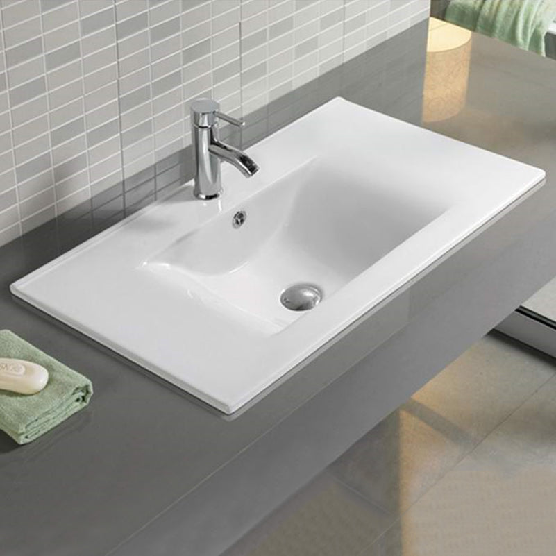 American Imaginations AI-28595 24" White Rectangular Drop In Transitional Ceramic Top