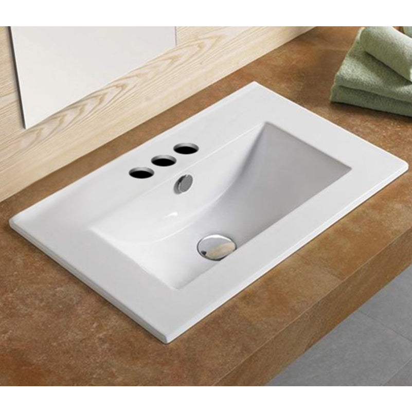 American Imaginations AI-28604 20" White Rectangular Drop In Transitional Ceramic Top