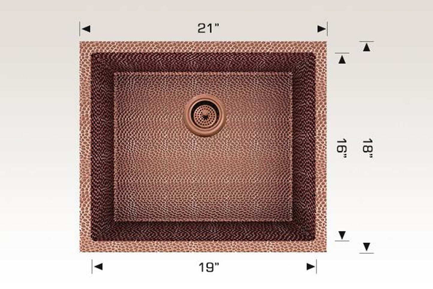 American Imaginations AI-29171 21" Copper Rectangle Copper Transitional Kitchen Sink