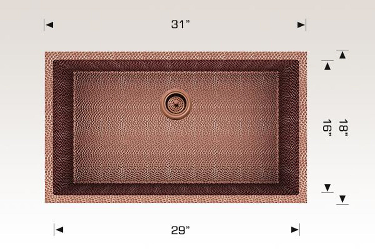 American Imaginations AI-29176 31" Copper Rectangle Copper Transitional Kitchen Sink