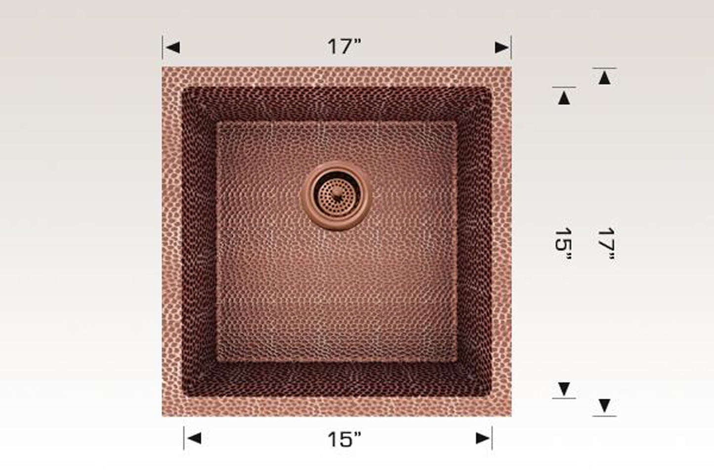 American Imaginations AI-29181 17" Copper Square Copper Transitional Kitchen Sink