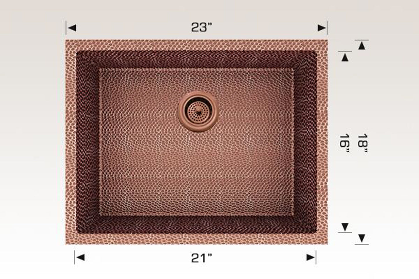 American Imaginations AI-29184 23" Copper Rectangle Copper Transitional Kitchen Sink