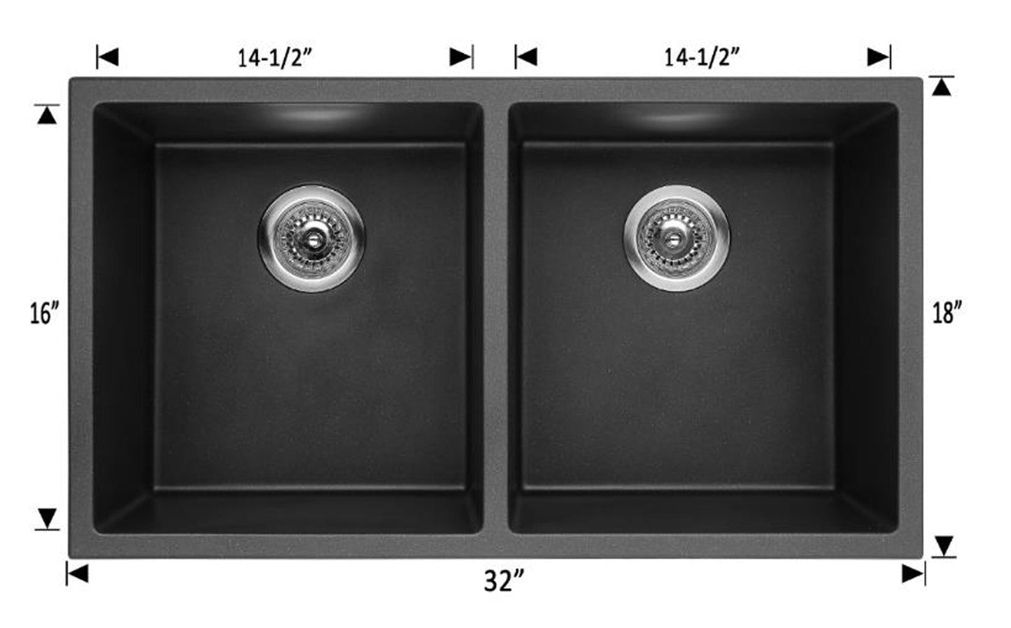 American Imaginations AI-29197 32" Black Granite Composite Rectangle Granite Composite Transitional Kitchen Sink