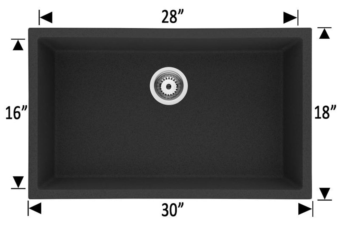 American Imaginations AI-29198 30" Black Granite Composite Rectangle Granite Composite Transitional Kitchen Sink