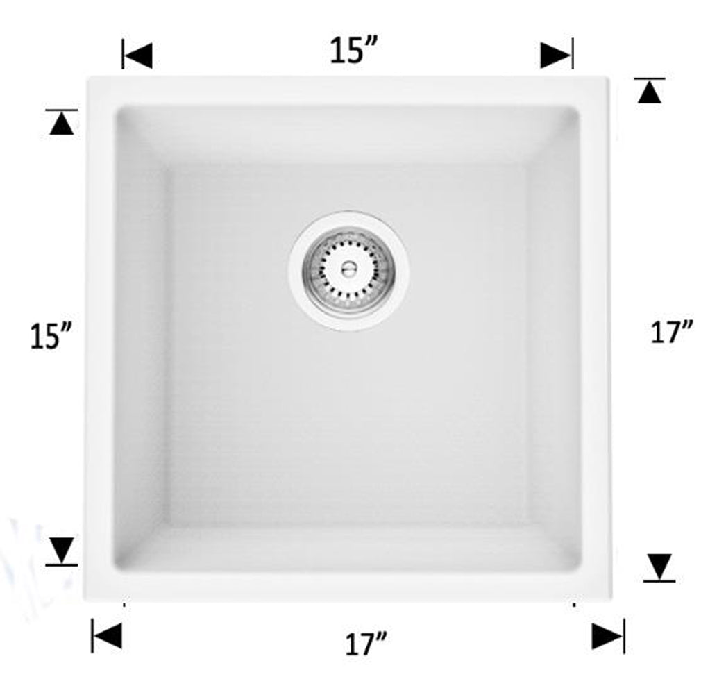 American Imaginations AI-29273 17" White Granite Composite Rectangle Granite Composite Transitional Kitchen Sink