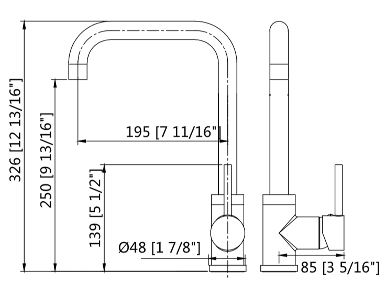 American Imaginations AI-29327 4" Brushed Nickel Unique Stainless Steel Transitional Kitchen Sink Faucet