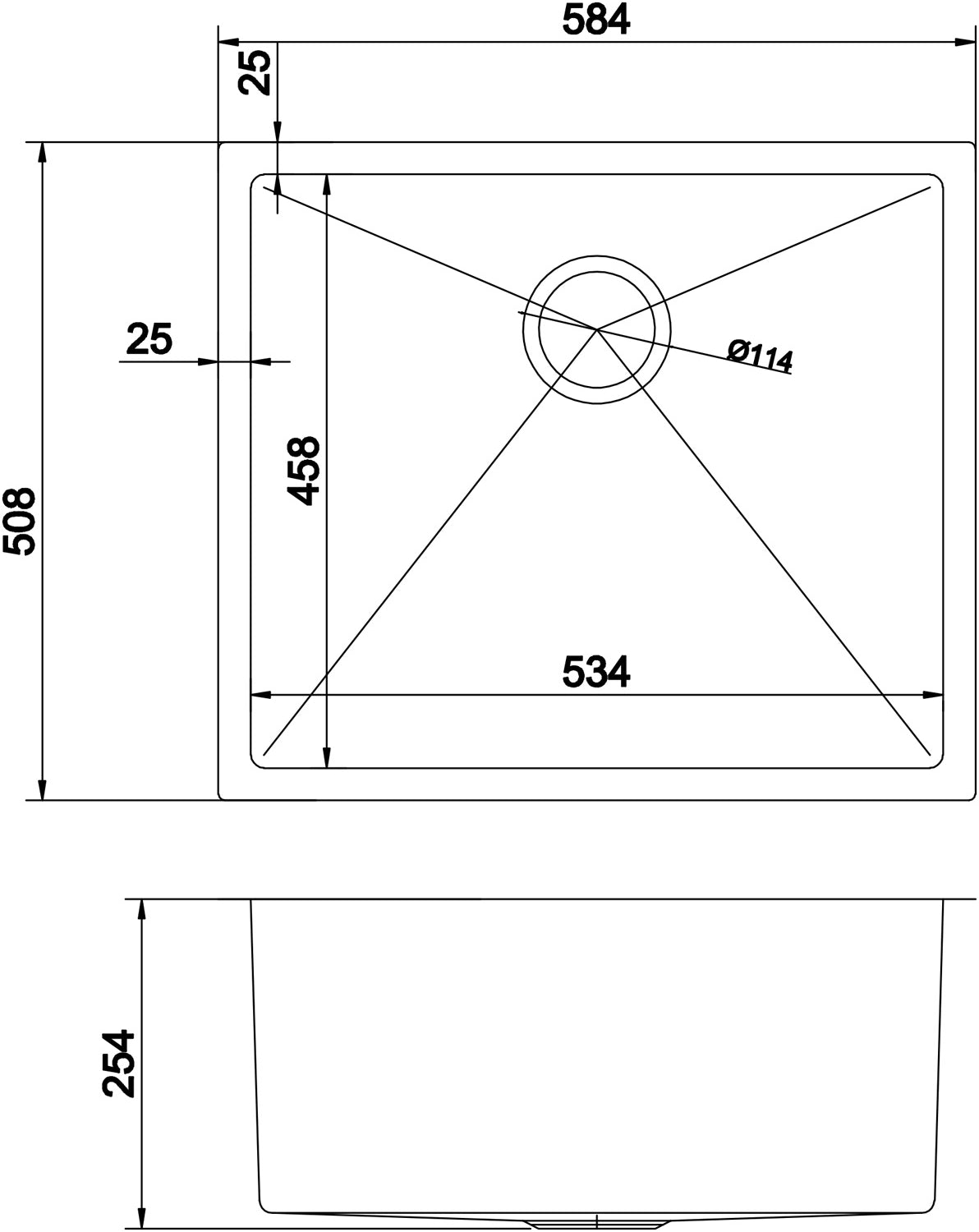 American Imaginations AI-29365 23" Stainless Steel Rectangle Stainless Steel Modern Kitchen Sink