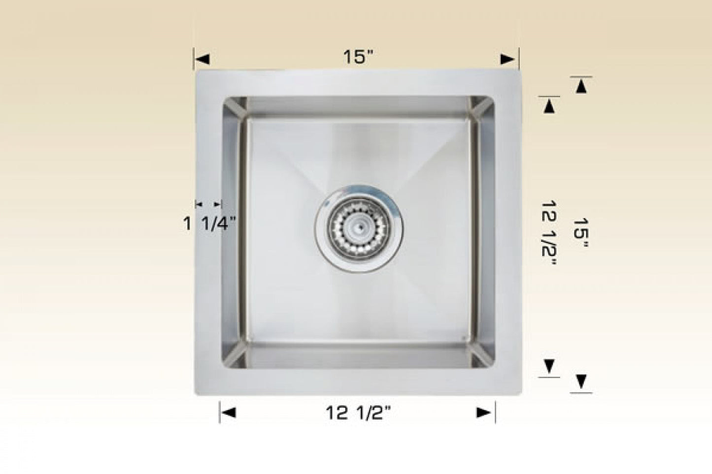 American Imaginations AI-34396 15" Stainless Steel Square Stainless Steel Modern Kitchen Sink