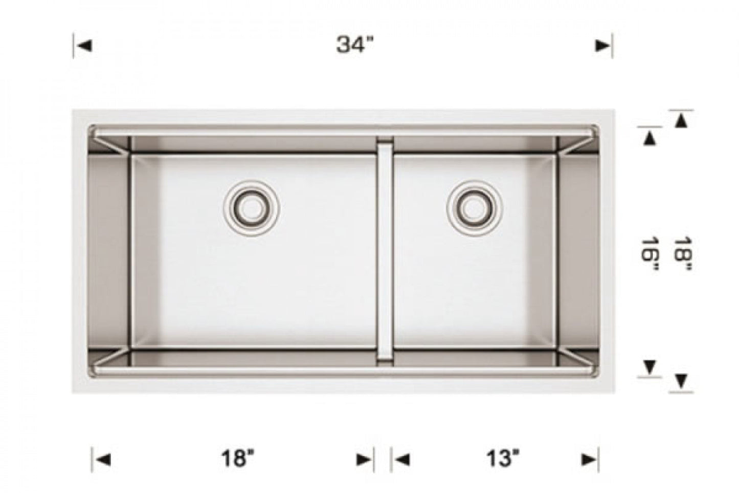 American Imaginations AI-34397 34" Stainless Steel Rectangle Stainless Steel Modern Kitchen Sink