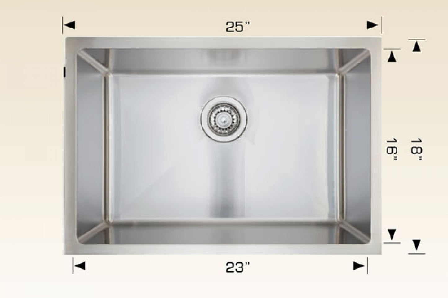 American Imaginations AI-34400 25" Stainless Steel Rectangle Stainless Steel Modern Kitchen Sink
