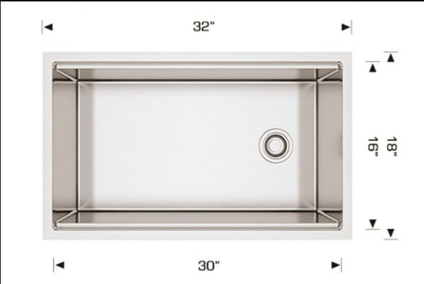 American Imaginations AI-34405 32" Stainless Steel Rectangle Stainless Steel Modern Kitchen Sink
