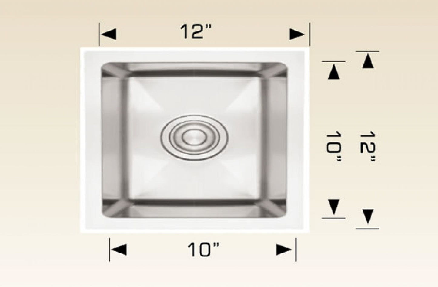 American Imaginations AI-34412 12" Stainless Steel Square Stainless Steel Modern Kitchen Sink