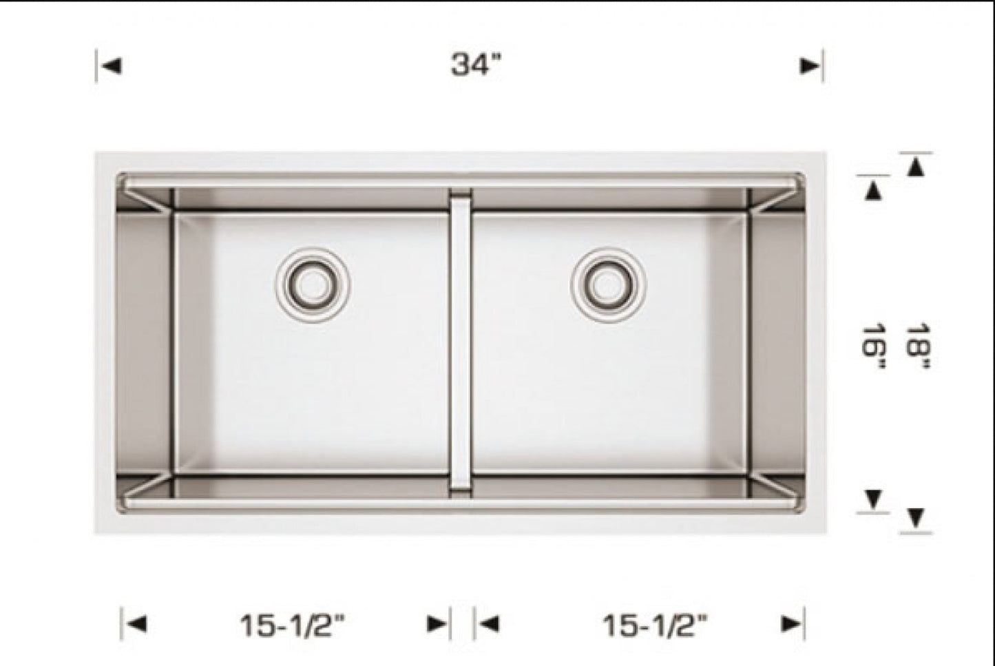 American Imaginations AI-34414 34" Stainless Steel Rectangle Stainless Steel Modern Kitchen Sink