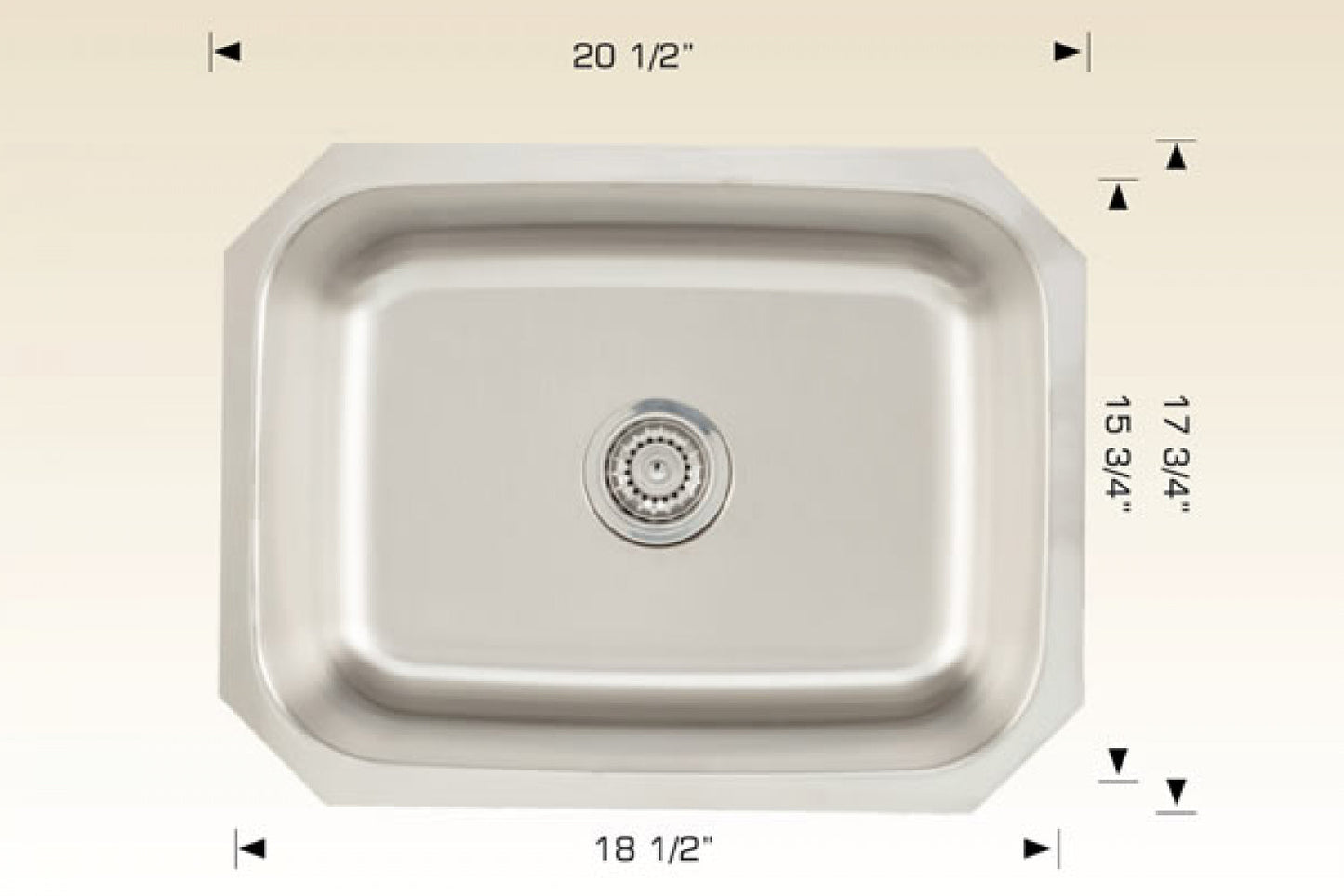American Imaginations AI-34424 20" Stainless Steel Rectangle Stainless Steel Modern Kitchen Sink