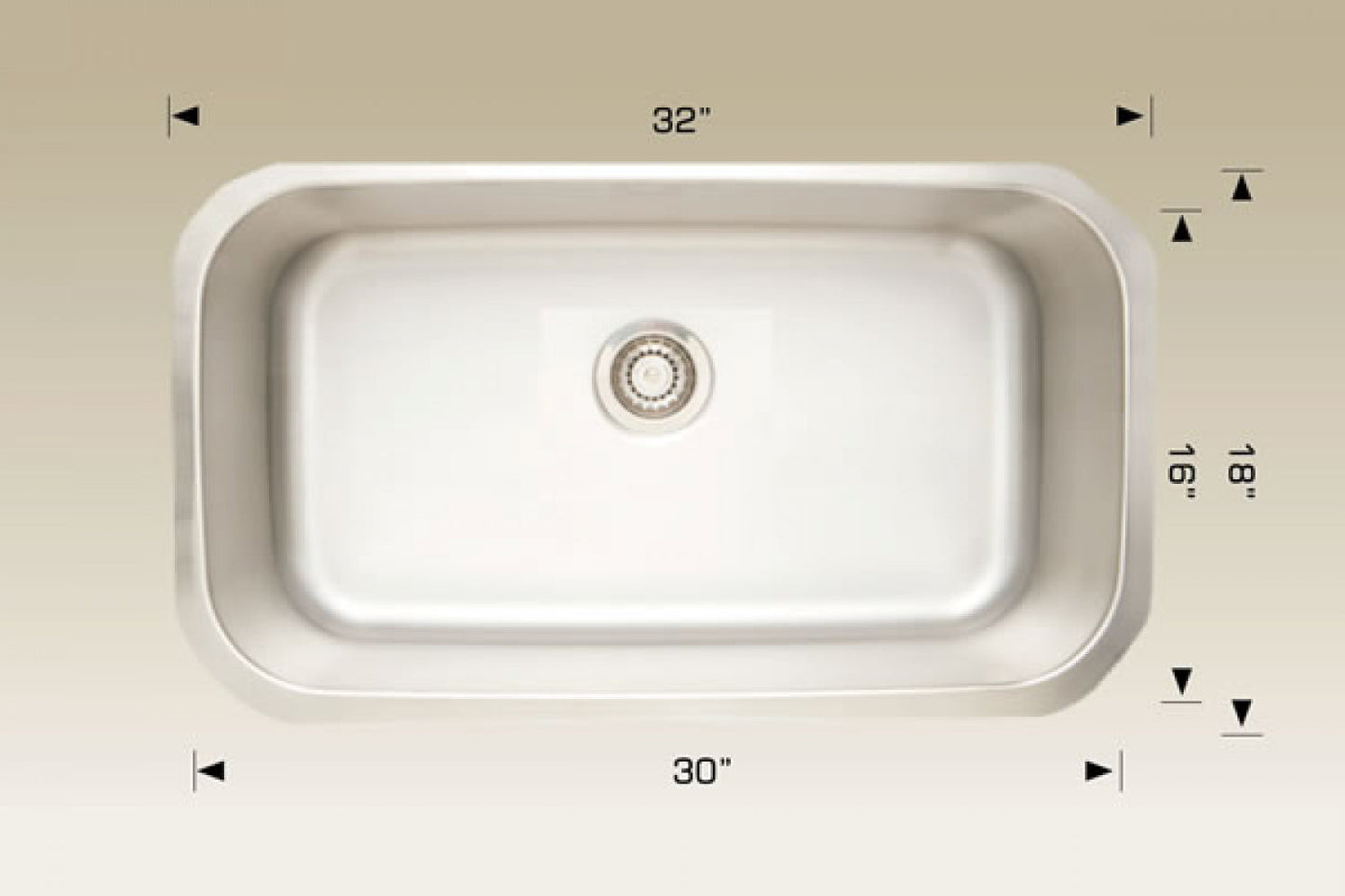 American Imaginations AI-34429 32" Stainless Steel Rectangle Stainless Steel Modern Kitchen Sink
