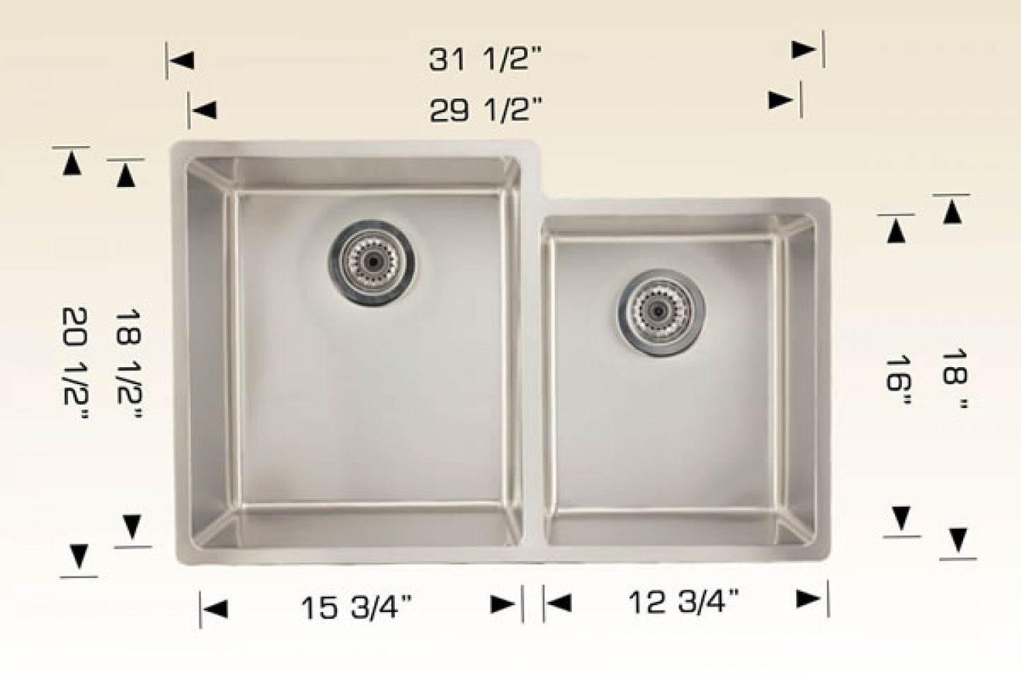 American Imaginations AI-34439 32" Stainless Steel Rectangle Stainless Steel Modern Kitchen Sink