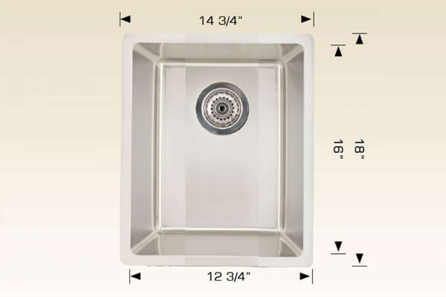 American Imaginations AI-34444 15" Stainless Steel Rectangle Stainless Steel Modern Kitchen Sink