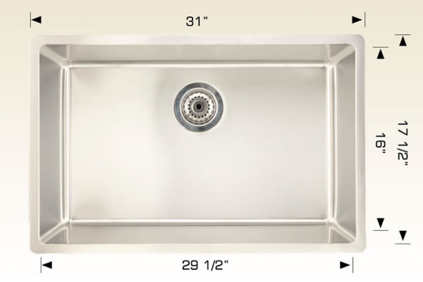 American Imaginations AI-34445 31" Stainless Steel Rectangle Stainless Steel Modern Kitchen Sink