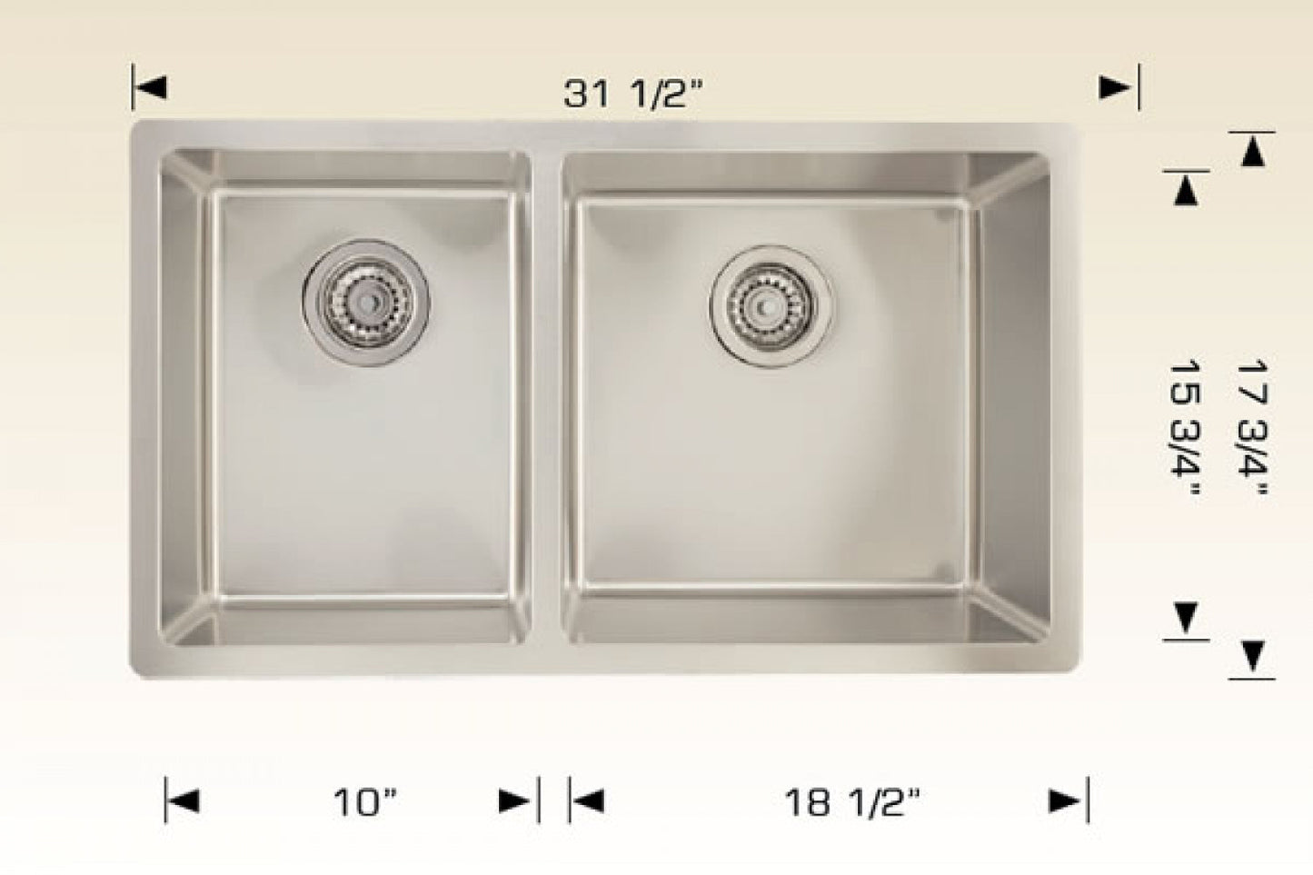 American Imaginations AI-34446 32" Stainless Steel Rectangle Stainless Steel Modern Kitchen Sink