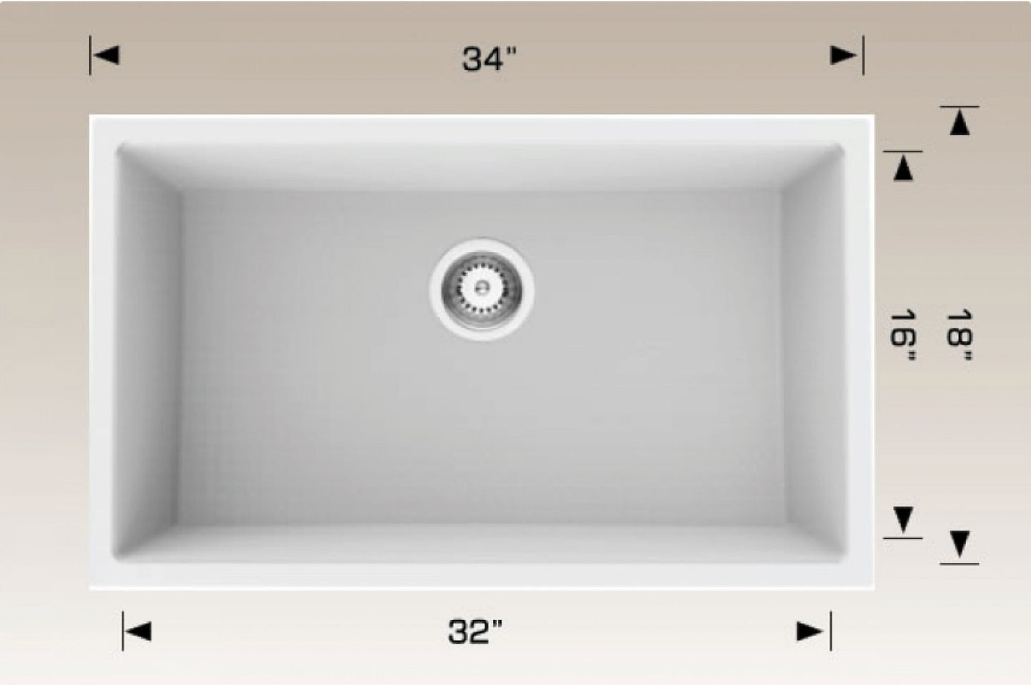 American Imaginations AI-34477 34" White Granite Composite Rectangle Granite Composite Modern Kitchen Sink