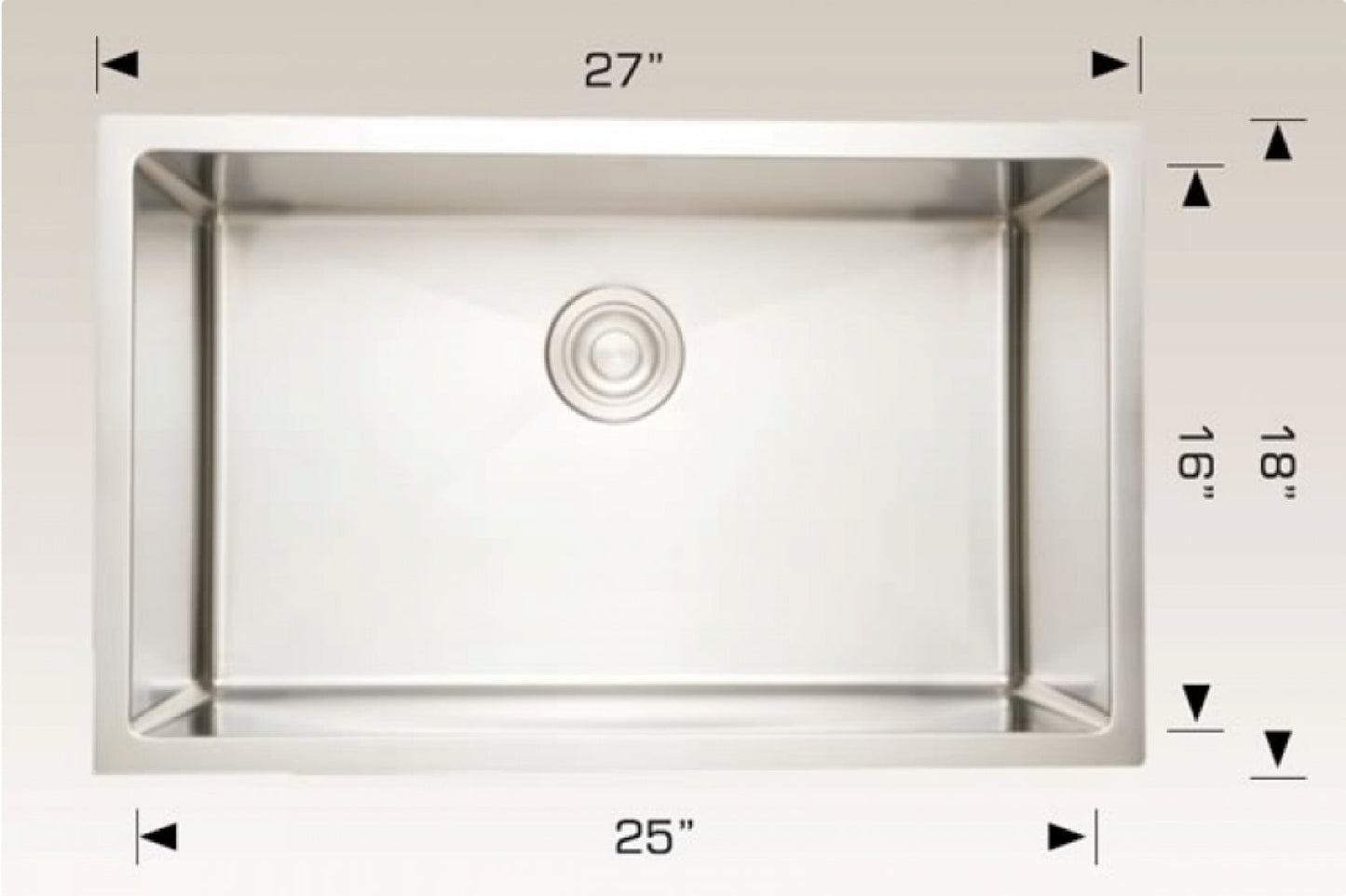 American Imaginations AI-34487 27" Stainless Steel Rectangle Stainless Steel Modern Kitchen Sink