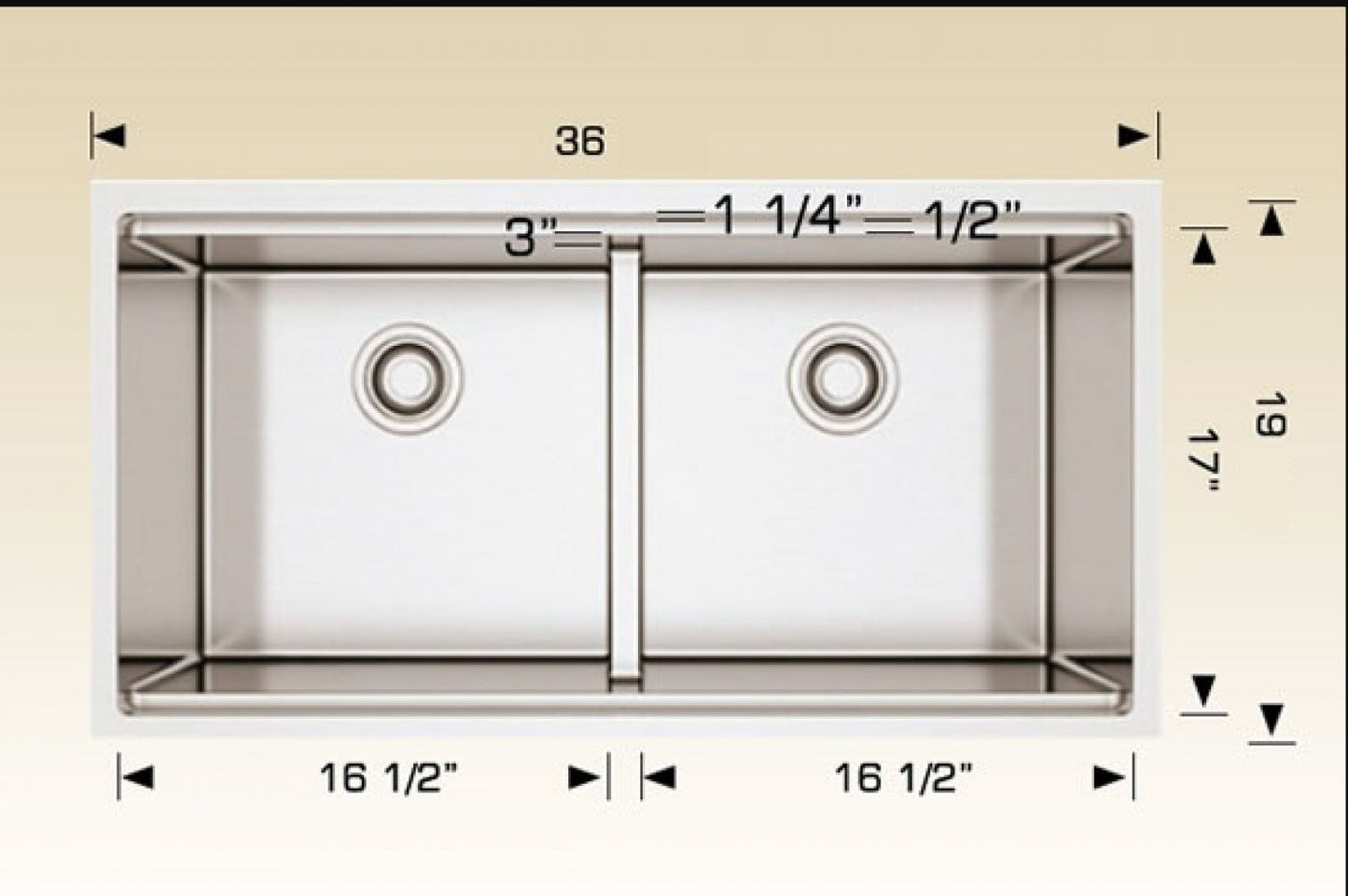 American Imaginations AI-34489 36" Stainless Steel Rectangle Stainless Steel Modern Kitchen Sink
