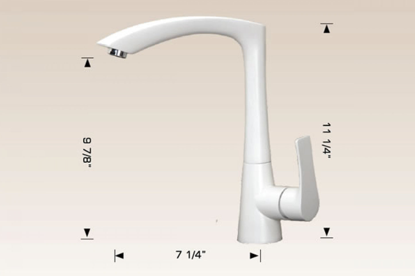 American Imaginations AI-34497 7" White Unique Stainless Steel Modern Kitchen Sink Faucet