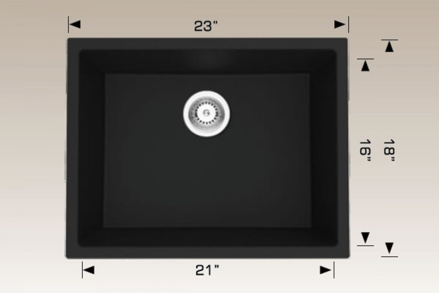 American Imaginations AI-34530 23" Black Granite Composite Rectangle Granite Composite Modern Kitchen Sink