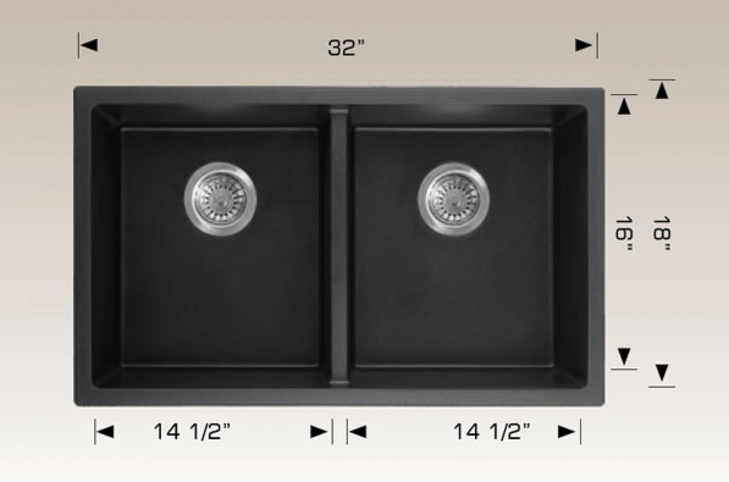 American Imaginations AI-34533 32" Black Granite Composite Rectangle Granite Composite Modern Kitchen Sink