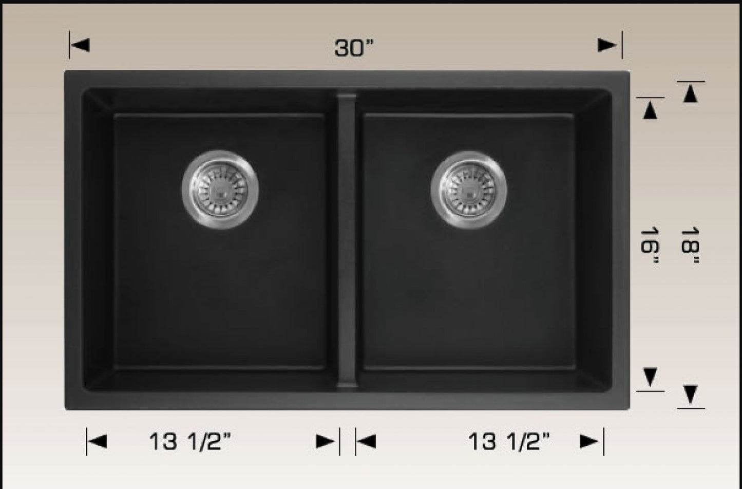 American Imaginations AI-34537 30" Black Granite Composite Rectangle Granite Composite Modern Kitchen Sink
