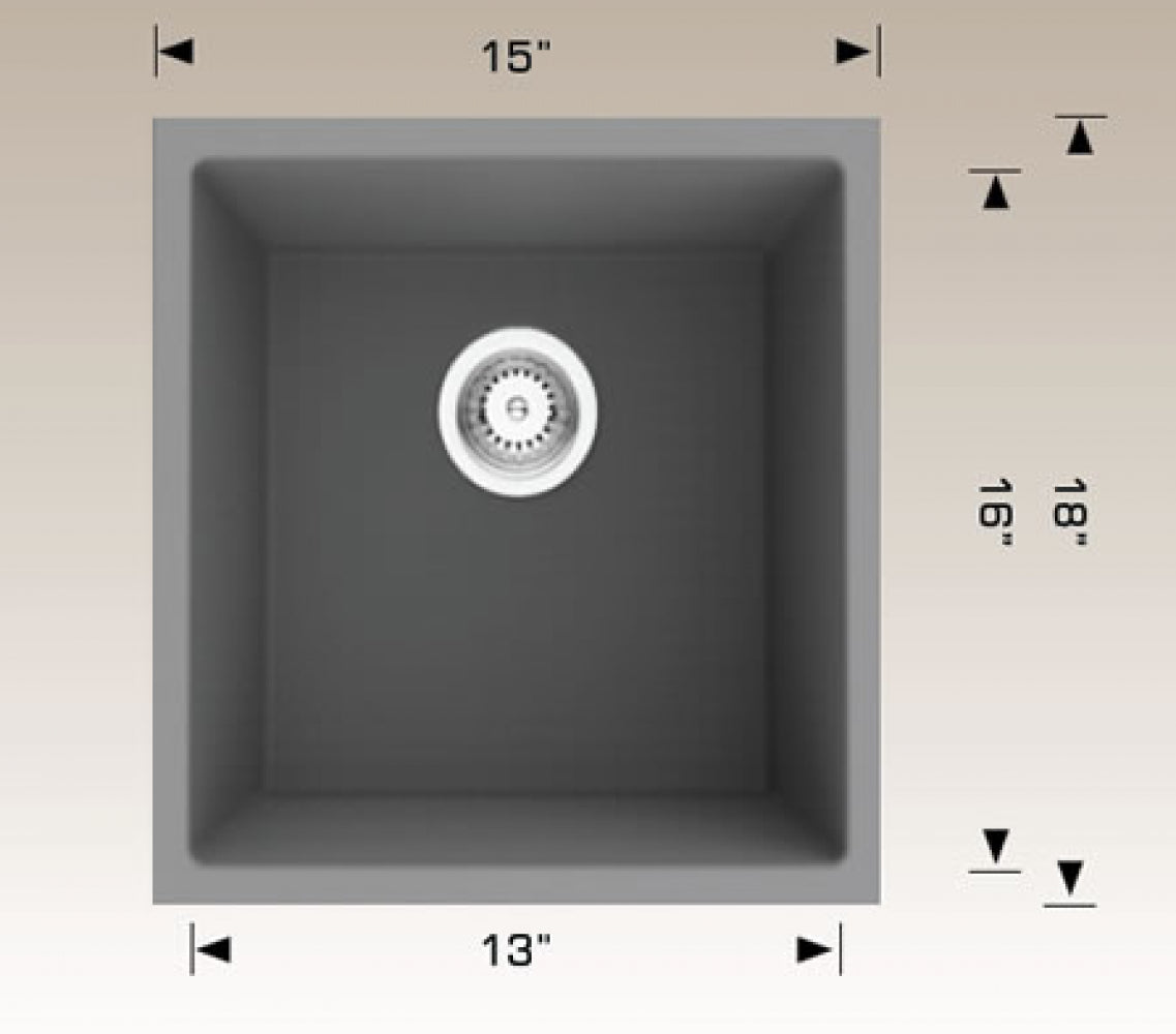 American Imaginations AI-34551 15" Grey Granite Composite Rectangle Granite Composite Modern Kitchen Sink