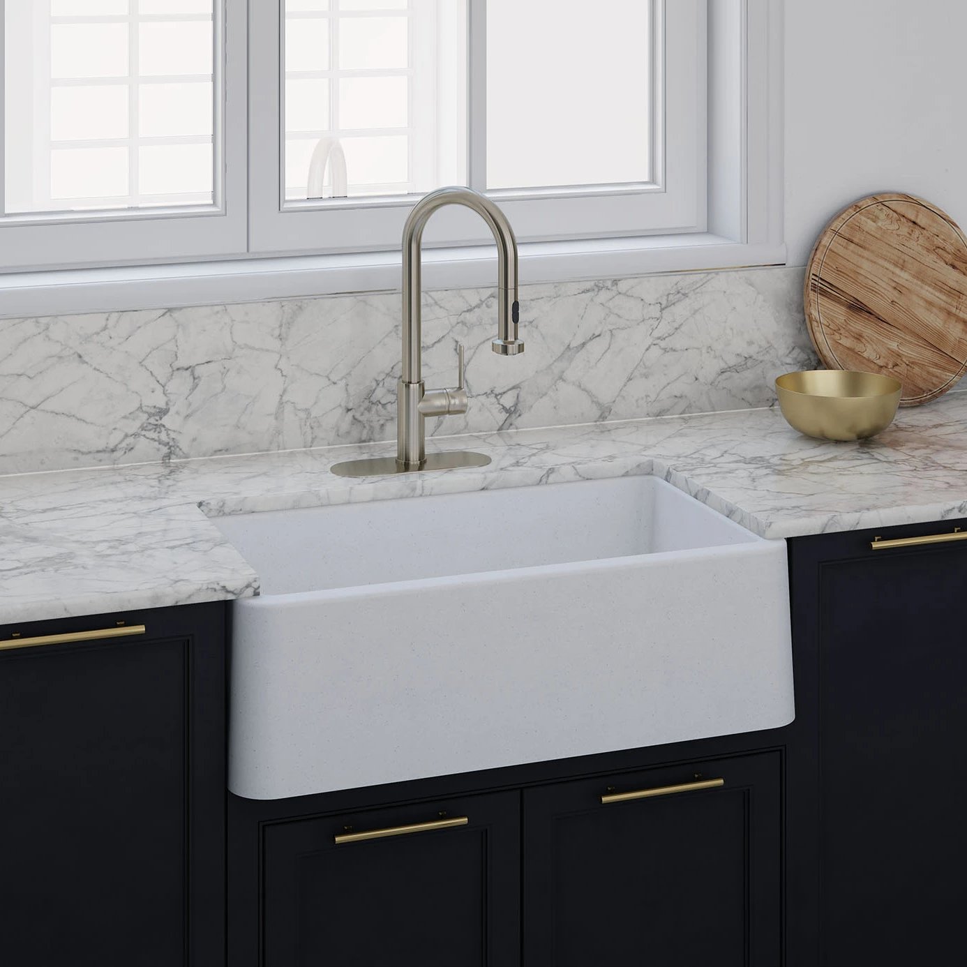 American Imaginations AI-34567 30" White Granite Composite Rectangle Granite Composite Modern Kitchen Sink