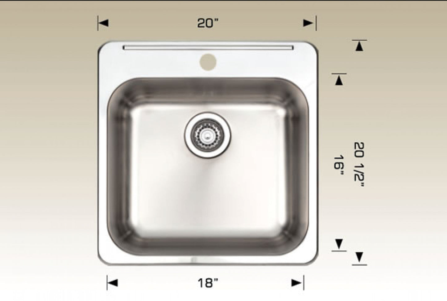 American Imaginations AI-34576 20" Stainless Steel Square Stainless Steel Modern Kitchen Sink