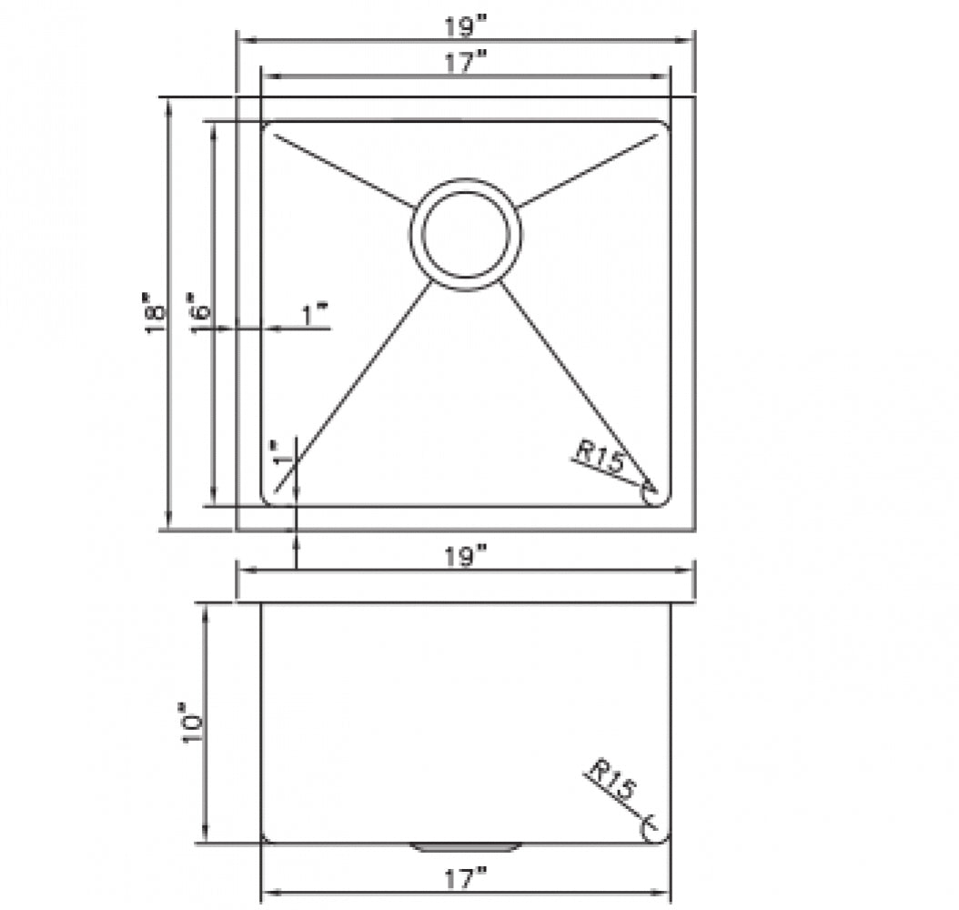 American Imaginations AI-34634 19" Stainless Steel Rectangle Stainless Steel Modern Kitchen Sink