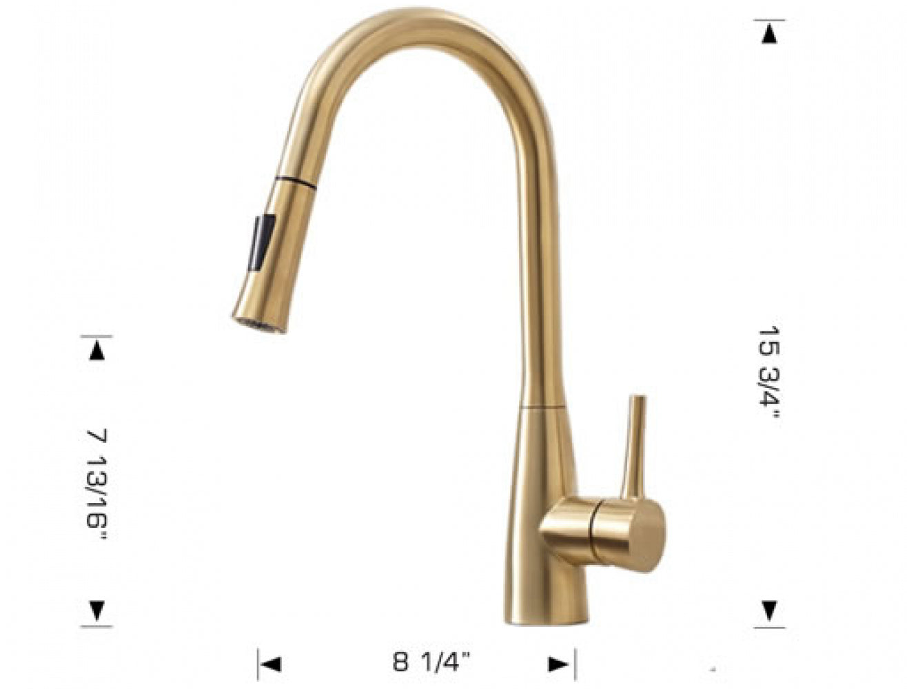 American Imaginations AI-34886 8" Gold Round Stainless Steel Modern Kitchen Sink Faucet