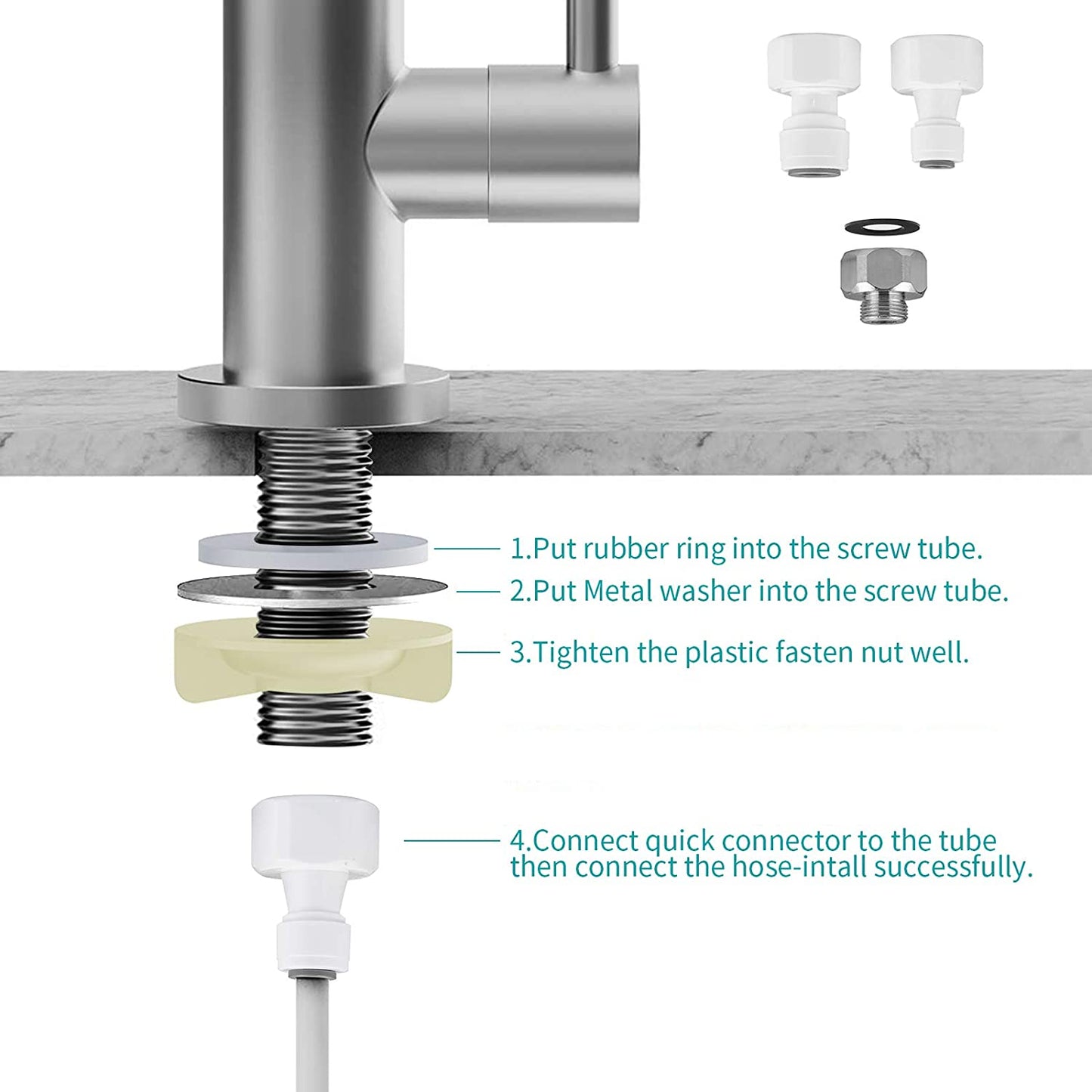 American Imaginations AI-36511 2" Brushed Nickel Arc Stainless Steel Modern Kitchen Sink Faucet