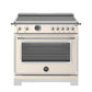 Bertazzoni Heritage Series 36" 5 Heating Zones Avorio Freestanding Induction Range With 5.7 Cu.Ft. Electric Self-Clean Oven and Cast Iron Griddle