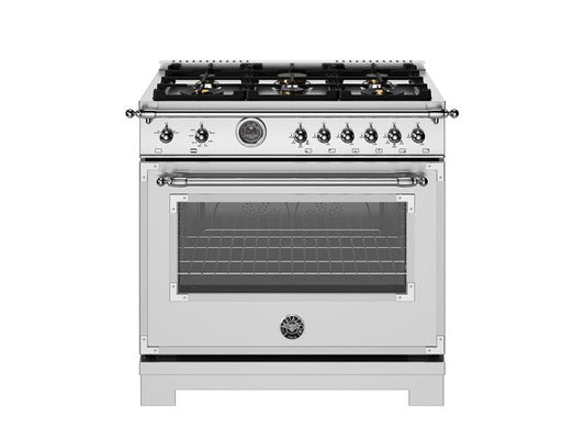 Bertazzoni Heritage Series 36" 6 Brass Burners Stainless Steel All Gas Range With 5.9 Cu.Ft. Oven and Cast Iron Griddle