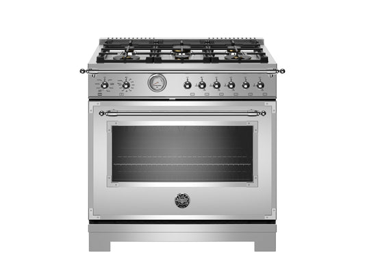 Bertazzoni Heritage Series 36" 6 Brass Burners Stainless Steel Propane Gas Range With 5.9 Cu.Ft. Oven