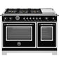 Bertazzoni Heritage Series 48" 6 Brass Burners Nero Matt Dual Fuel Range With 7 Cu.Ft. Electric Self-Clean Double Oven and Electric Griddle