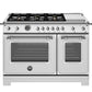 Bertazzoni Heritage Series 48" 6 Brass Burners Stainless Steel Propane Gas Range With 7.1 Cu.Ft. Double Gas Oven and Electric Griddle