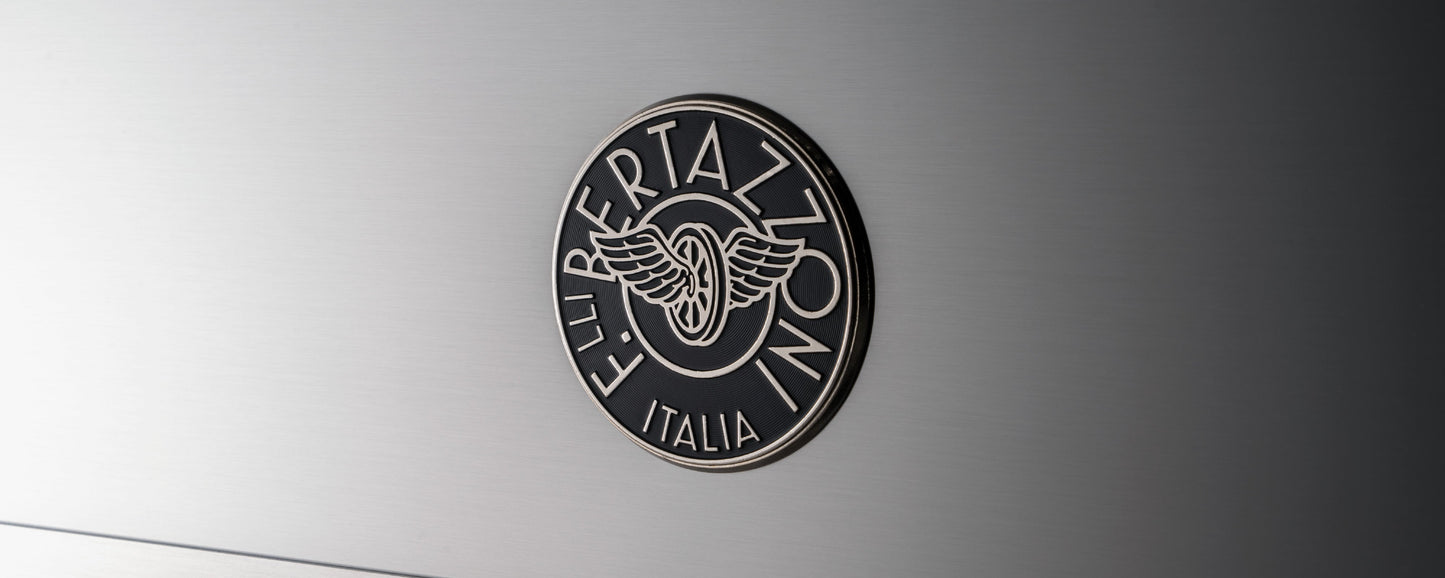 Bertazzoni Heritage Series 48" 6 Heating Zones Stainless Steel Freestanding Induction Range With 7 Cu.Ft. Electric Self-Clean Double Oven and Cast Iron Griddle